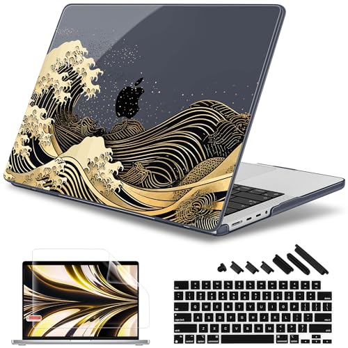 May Chen for MacBook Pro 16 inch Case M1 M2 M3 M4 M5 Pro/Max with Liquid Retina XDR, Release 2021-2025 2026 A3429 A3428, Anti-Drop Plastic Hard Shell with Keyboard Cover, Sea Wave - Image 1