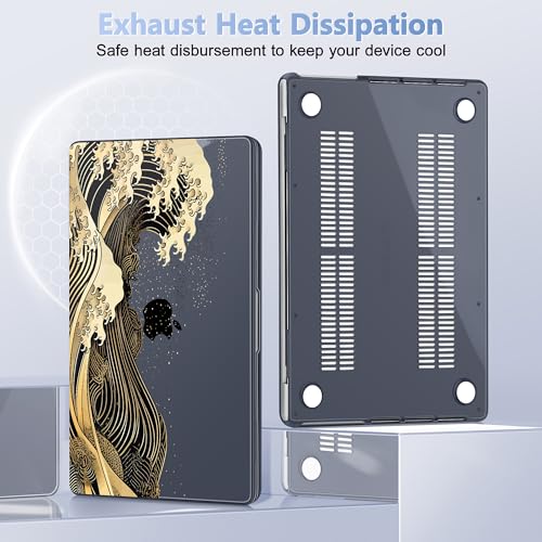 May Chen for MacBook Pro 16 inch Case M1 M2 M3 M4 M5 Pro/Max with Liquid Retina XDR, Release 2021-2025 2026 A3429 A3428, Anti-Drop Plastic Hard Shell with Keyboard Cover, Sea Wave - Image 5