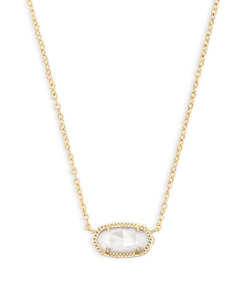 Kendra Scott Elisa Short Pendant Necklace for Women, Dainty Fashion Jewelry, 14k Gold-Plated, Ivory Mother of Pearl - Image 1