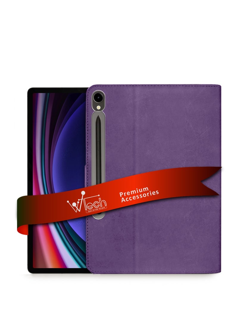 Wtech PU Leather Magnetic Closure Flip Case Cover For Samsung Galaxy Tab S9 5G 2023 / Tab S9 FE 2023 (11 Inch) X710 X716B Purple - Image 1