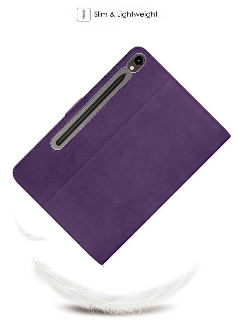 Wtech PU Leather Magnetic Closure Flip Case Cover For Samsung Galaxy Tab S9 5G 2023 / Tab S9 FE 2023 (11 Inch) X710 X716B Purple - Image 2