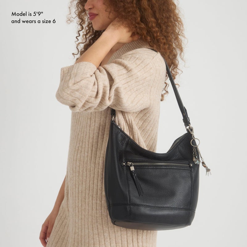 The Sak Sequoia Hobo Bag in Leather, Single Shoulder Strap, Black - Image 5