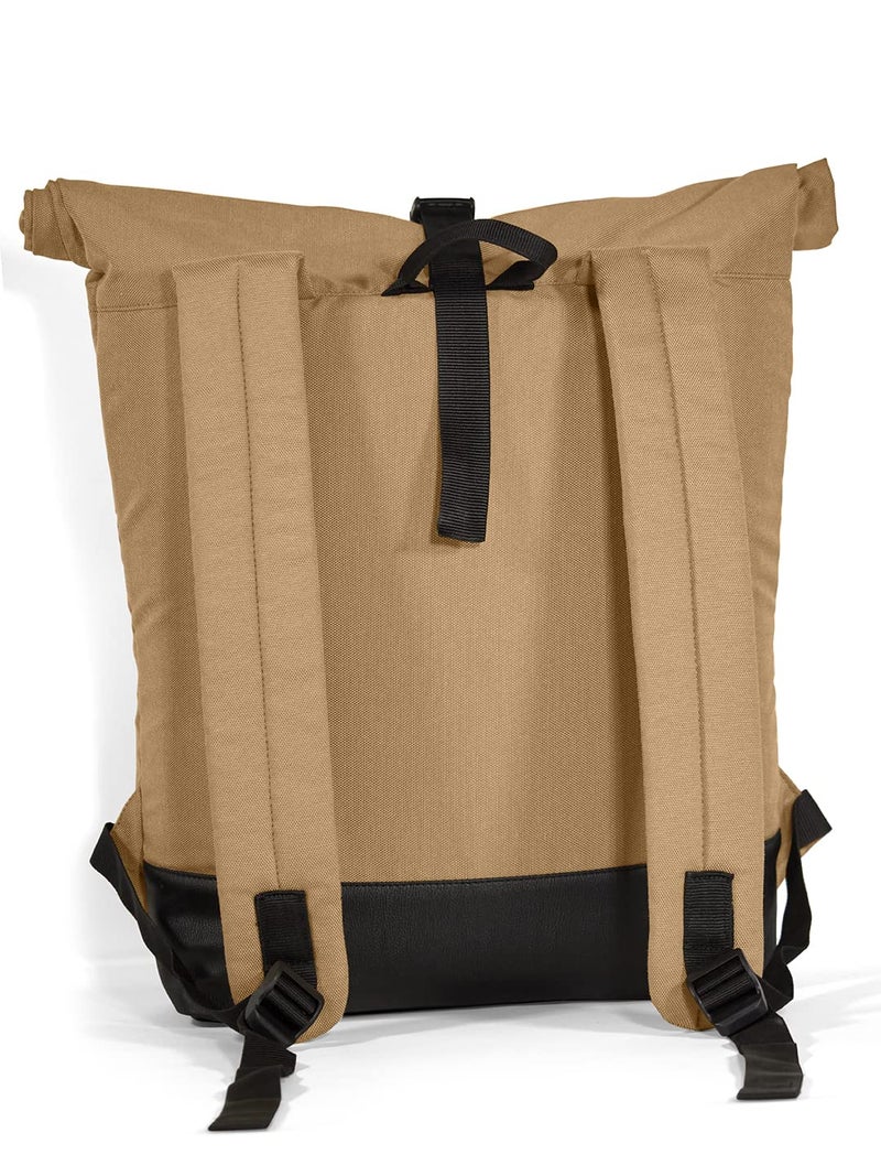 SYUTM Premium Roll Top Office/School/Travel/Business Backpack Water Resistant - Fits Up to 15.6 Inch Laptop Notebook (Hook Series) (Khakhi) - Image 5
