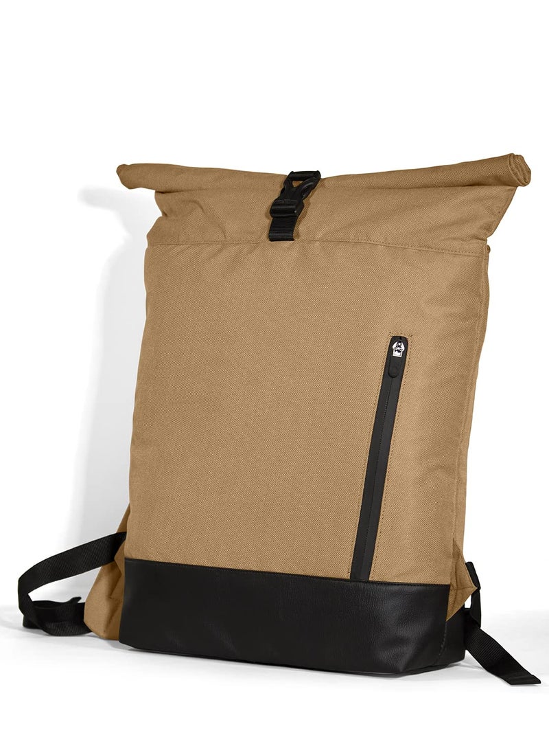 SYUTM Premium Roll Top Office/School/Travel/Business Backpack Water Resistant - Fits Up to 15.6 Inch Laptop Notebook (Hook Series) (Khakhi) - Image 3