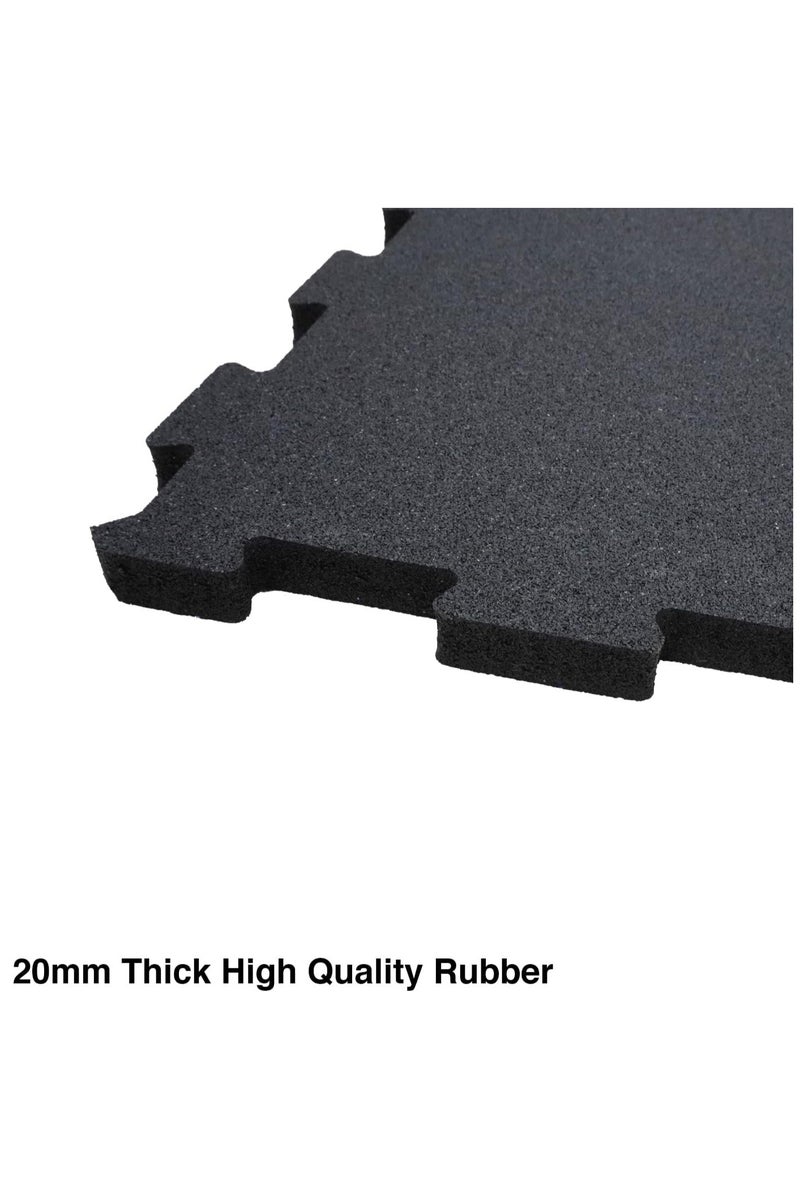 Terrain 20MM Rubber Heavy-Duty Floor Exercise Mat Black, Commercial Gym Rubber Interlocking Floor Tiles, Protective Flooring Mats Interlocking for Gym and Exercise Equipment - Image 2