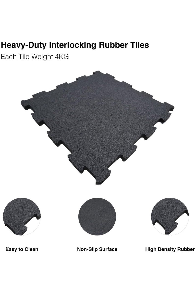 Terrain 20MM Rubber Heavy-Duty Floor Exercise Mat Black, Commercial Gym Rubber Interlocking Floor Tiles, Protective Flooring Mats Interlocking for Gym and Exercise Equipment - Image 3