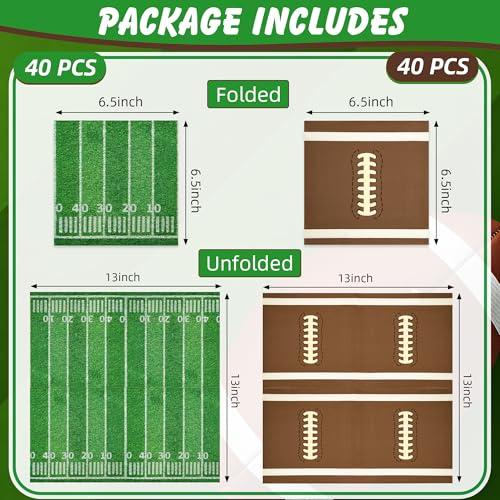 PureGuard 80 PCS Football Napkins, PureGuard Football Party Supplies 6.7 Inches Cocktail Napkins Paper Disposable for Football Birthday Theme Party Game Day Tailgate Party Favors Decorations - Image 3