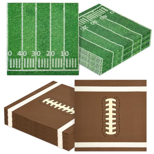 PureGuard 80 PCS Football Napkins, PureGuard Football Party Supplies 6.7 Inches Cocktail Napkins Paper Disposable for Football Birthday Theme Party Game Day Tailgate Party Favors Decorations - Image 1