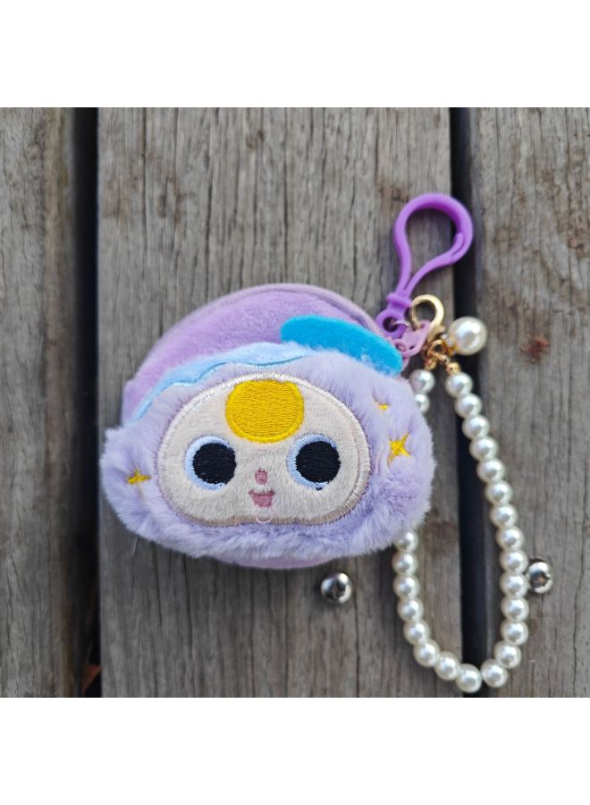 Cartoon Cute Mini Wallet Plush Toy Bead Chain Coin Purse Student Card Holder Earphone Bag Pendant Gift