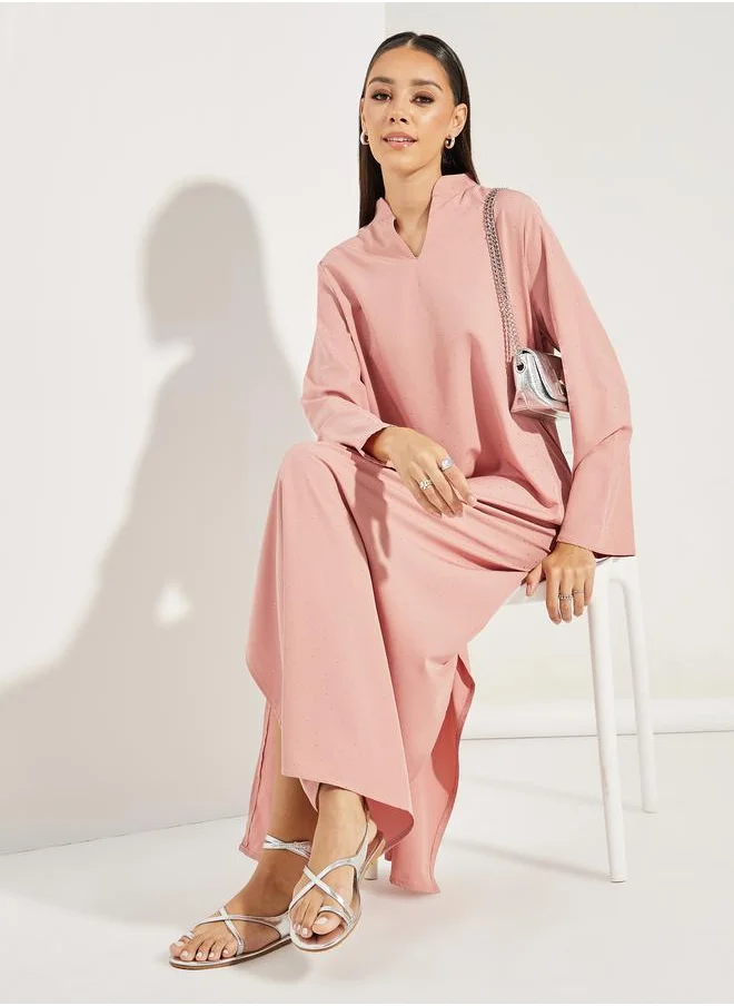 ستايلي Spot Textured Collared Jalabiya