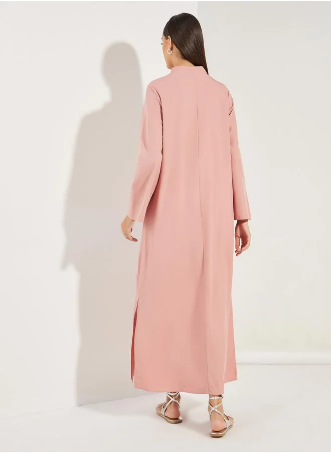 ستايلي Spot Textured Collared Jalabiya