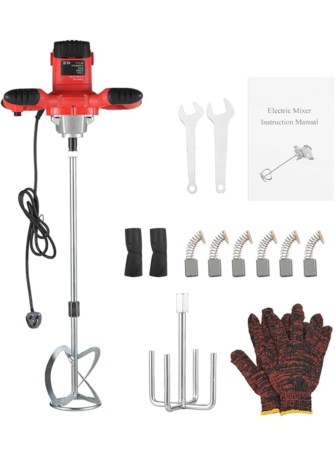 erorex Cement Mixer 2100W Electric Handheld Cement Mixer 2Pcs Mixing Heads Included Portable Mortar Mixer With 6 Adjustable Speed Mud Mixer For Mixing Plaster Cement Paint Fodder - Image 1