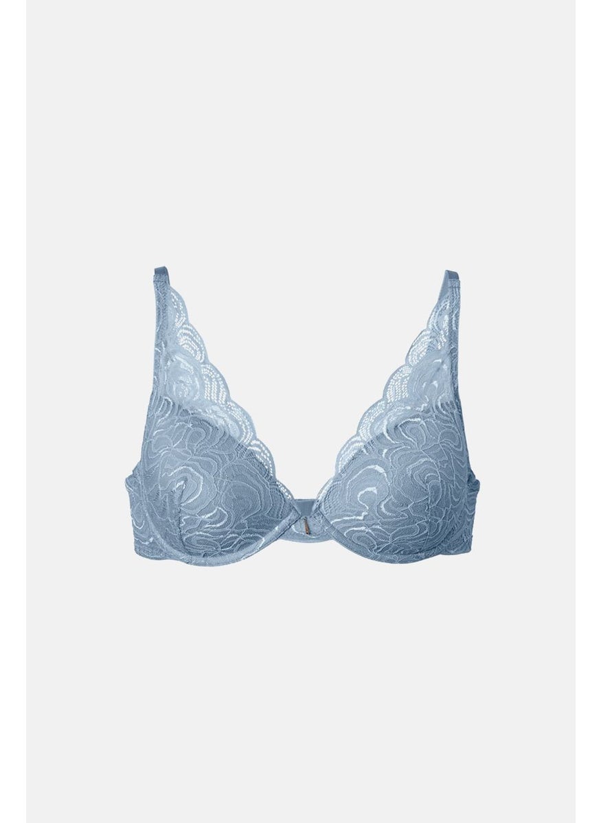 Tchibo Women Padded Underwired Lace Bra, Sky Blue  - Image 3