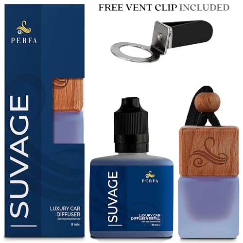 Perfa Suvage Gift Set with Refill Bottle | Automotive Air Fresheners with Sauvage Fragrance | Strong Car Perfume | Odour Eliminating Car Air Fresheners by Perfa - Image 3
