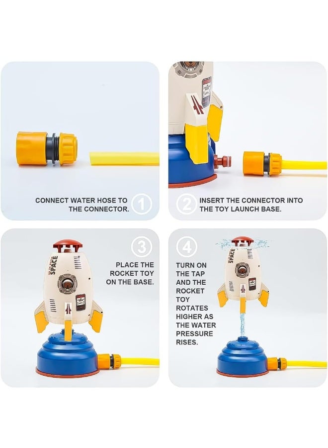 SHENG13 Kids Rocket Sprinkler Outdoor Toys, 360° Rotating Water Spray Toys, Summer Water Mist Splash Fun Toys, Garden Outdoor Swimming Pool Bathroom Play Water Toys, Great Gift for Boys and Girls - Image 4