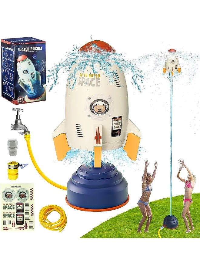 SHENG13 Kids Rocket Sprinkler Outdoor Toys, 360° Rotating Water Spray Toys, Summer Water Mist Splash Fun Toys, Garden Outdoor Swimming Pool Bathroom Play Water Toys, Great Gift for Boys and Girls - Image 1