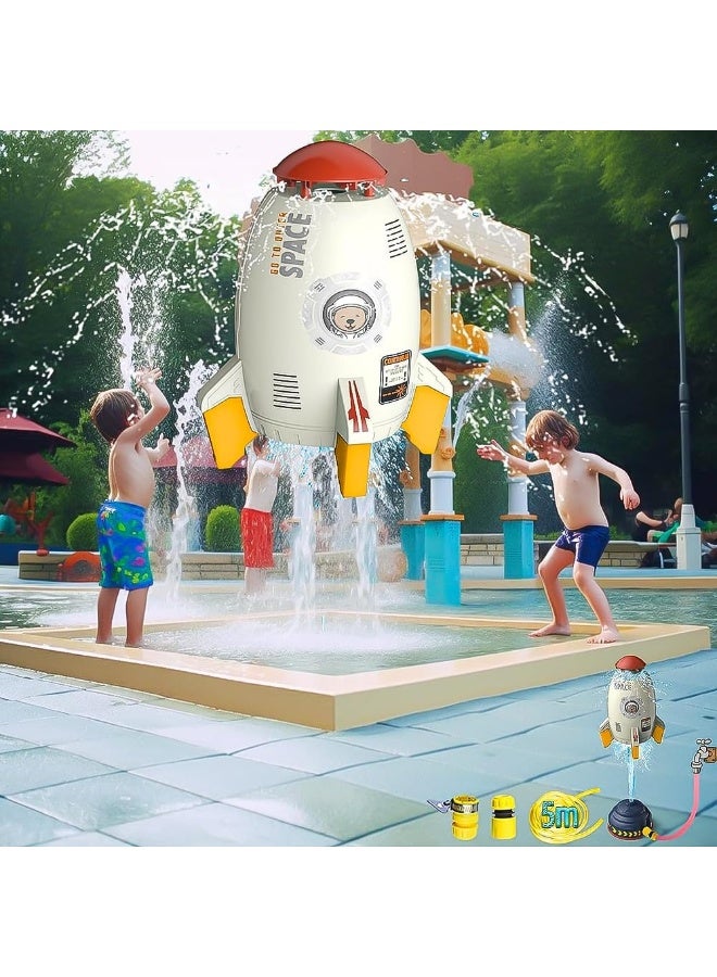 SHENG13 Kids Rocket Sprinkler Outdoor Toys, 360° Rotating Water Spray Toys, Summer Water Mist Splash Fun Toys, Garden Outdoor Swimming Pool Bathroom Play Water Toys, Great Gift for Boys and Girls - Image 3