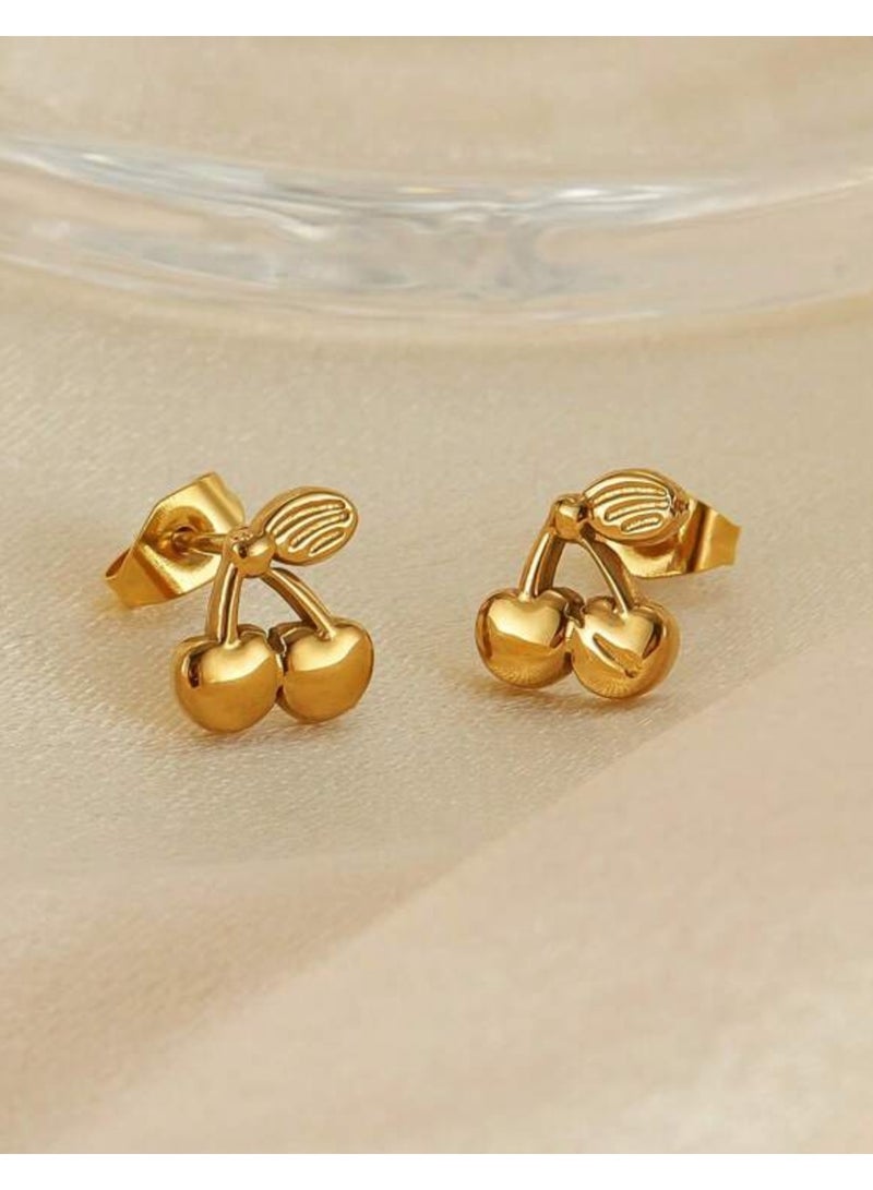 Dangle Charms Elegant Stainless Steel Gold Plated Earrings For Women Small Size - Image 4