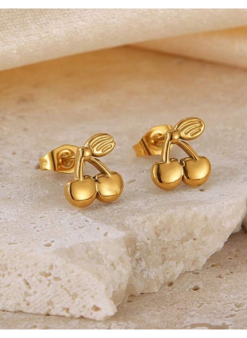 Dangle Charms Elegant Stainless Steel Gold Plated Earrings For Women Small Size - Image 2