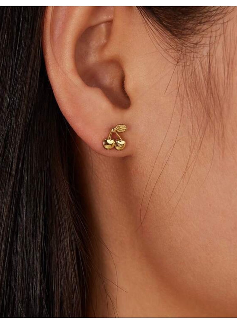 Dangle Charms Elegant Stainless Steel Gold Plated Earrings For Women Small Size - Image 3