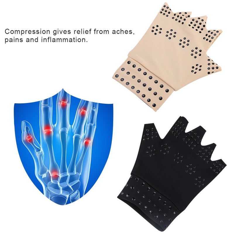 klarako Arthritis Anti-edema Magnetic Gloves Rheumatoid Hand Pain Health Compression Therapy(Beige) - Image 5