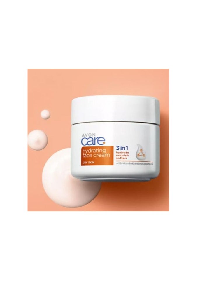 avon care - Care Hydrating Face Cream 3IN1 With Macadamia Oil & V.E - 100ml - Image 1