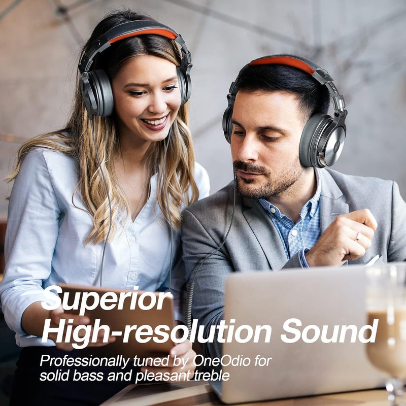 OneOdio Hi-Res Over Ear Headphones for Studio Monitoring and Mixing, Sound Isolation, Protein Leather Earcups, 50mm Driver Unit, Wired Headphones for AMP Guitar Keyboard (Pro-50 Metallic Blue) - Image 5