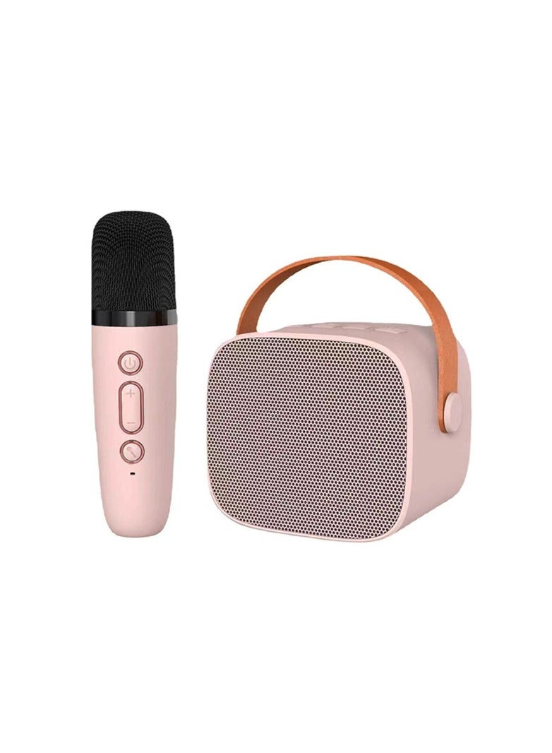 1 Set Wireless Bluetooth Speaker with Microphone, HiFi Sound High-bass Adjustment Support TF Card/Aux Cable Playback Wireless Sound Box (Pink) - Image 1