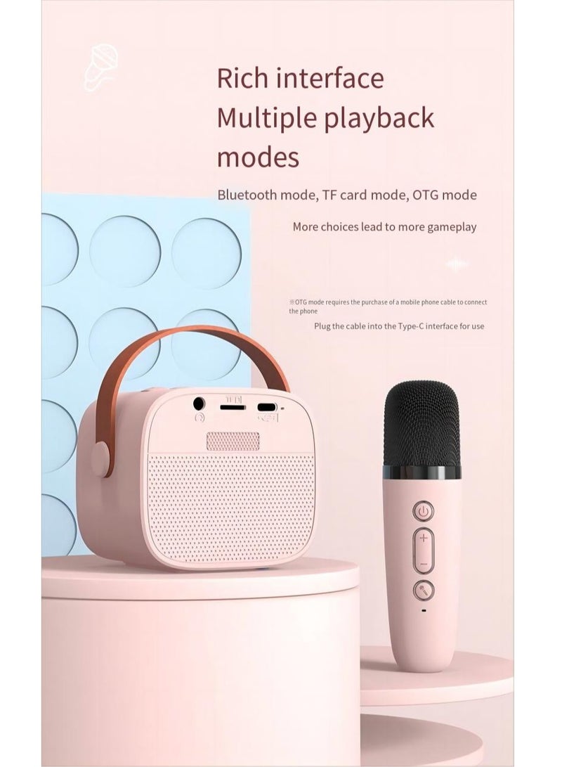 1 Set Wireless Bluetooth Speaker with Microphone, HiFi Sound High-bass Adjustment Support TF Card/Aux Cable Playback Wireless Sound Box (Pink) - Image 2