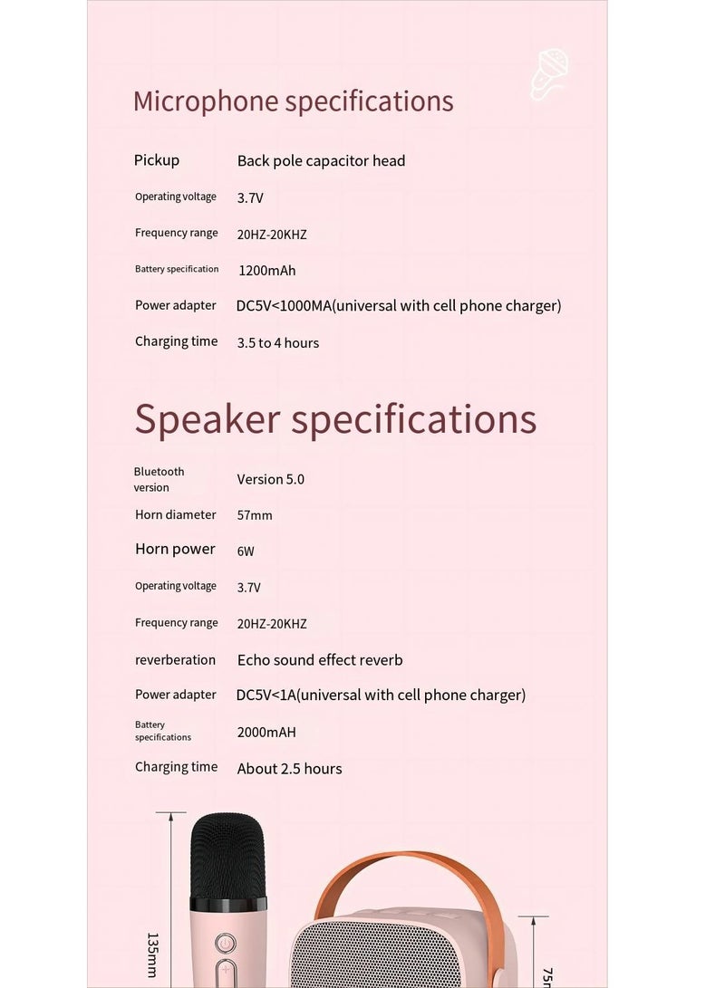 1 Set Wireless Bluetooth Speaker with Microphone, HiFi Sound High-bass Adjustment Support TF Card/Aux Cable Playback Wireless Sound Box (Pink) - Image 5