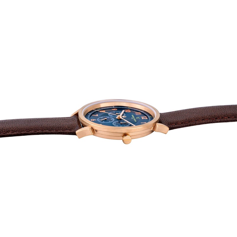 PIERRE CARDIN CPI.2054 ELEGANT ROSE GOLD - MEN'S STYLISH BLUE DIAL LEATHER WATCH - Image 3