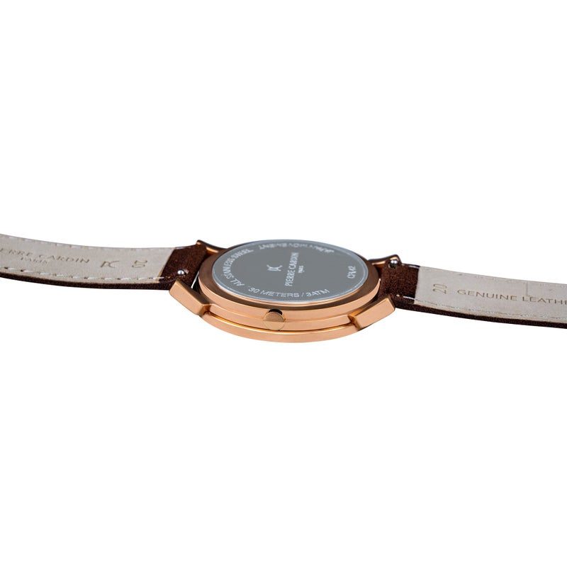 PIERRE CARDIN CPI.2054 ELEGANT ROSE GOLD - MEN'S STYLISH BLUE DIAL LEATHER WATCH - Image 4