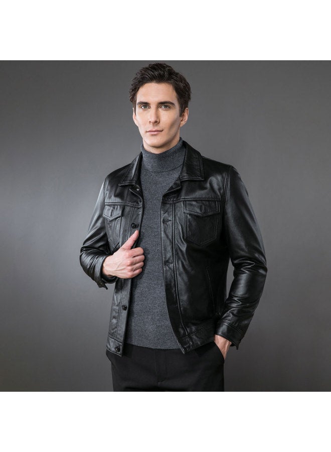 Tucano جاكيت جلد دافئ للرجال بأكمام طويلة وياقة كلاسيكية ناعمة - ملابس خارجية بأسلوب راكب الدراجة لخريف/شتاء - Image 5