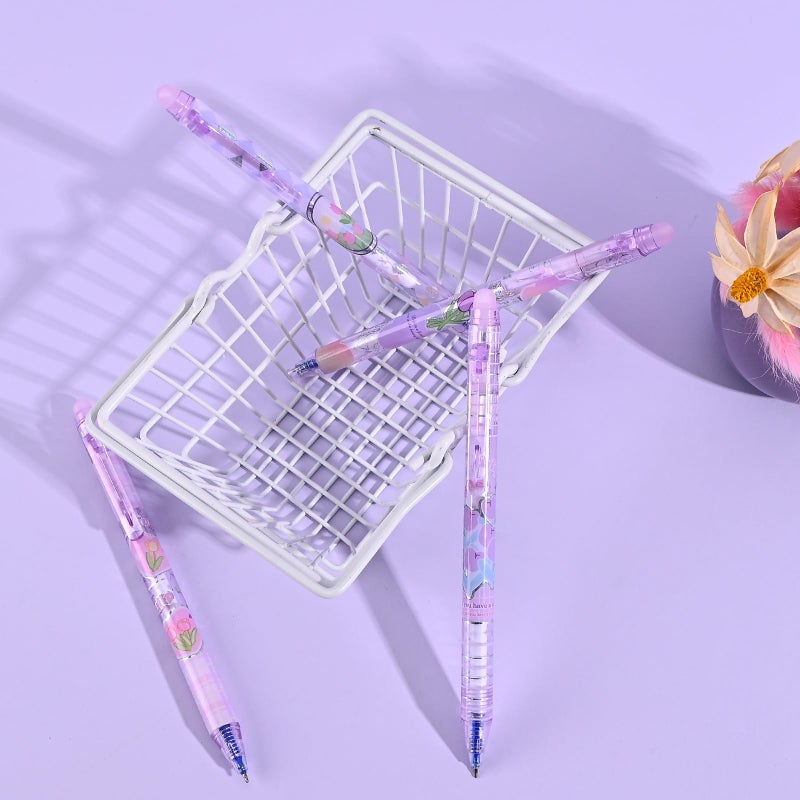 Temiary 12Pcs Cute Erasable Gel Pens, Make Mistakes Disappear, 0.5mm Fine Point Smooth Writing for Planner Puzzles, Blue Ink No Smudge for School Office Supplies (Purple) - Image 5