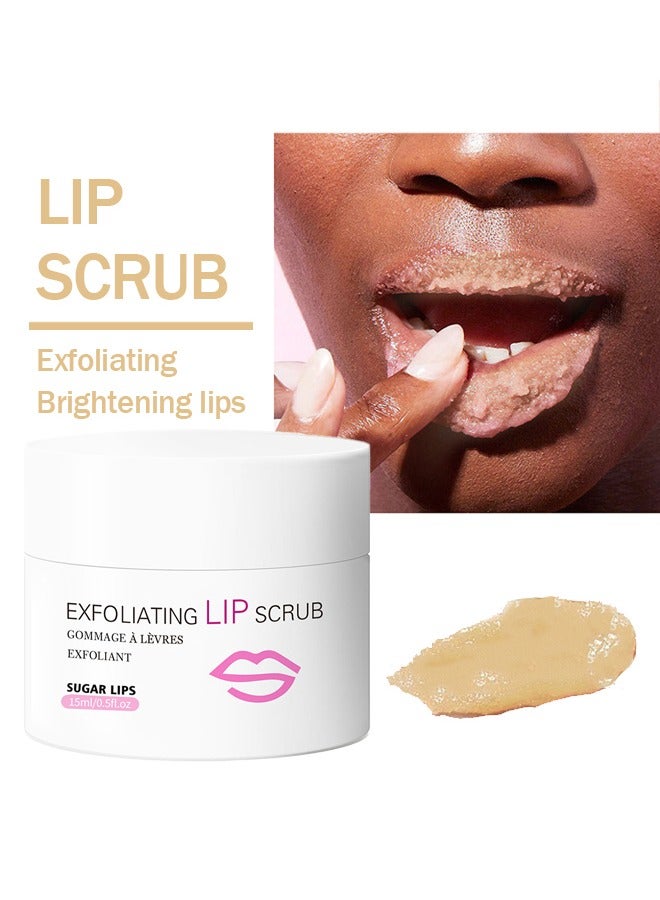 Exfoliating Lip Scrub，Exfoliant for Dry Dark Lips to Lighten Lip ，Exfoliant Peel Scrub for Lightening and Brightening dark Lips for Men Women，Sugar Repair Restoration Smooth Lip 15ml - Image 1