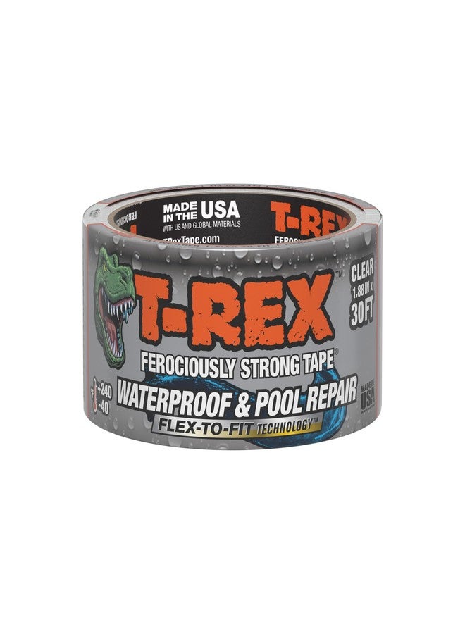 T-Rex Waterproof and Pool Repair Tape - Patch Pool Liner No Kit Needed, Permanent, Works Underwater, Sticks to Wet Surfaces - Clear, 1.88" x 30 ft. (Pack of 1) - Image 1
