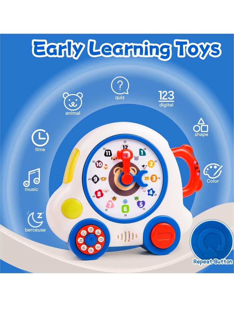 Excefore - Early Learning Musical Toys Teaching Clock Toy for Kids, Time Number Puzzle Learning Toy Teaching Clocks, Suitable for 1 2 3 Year Old Boys Girls - Image 1