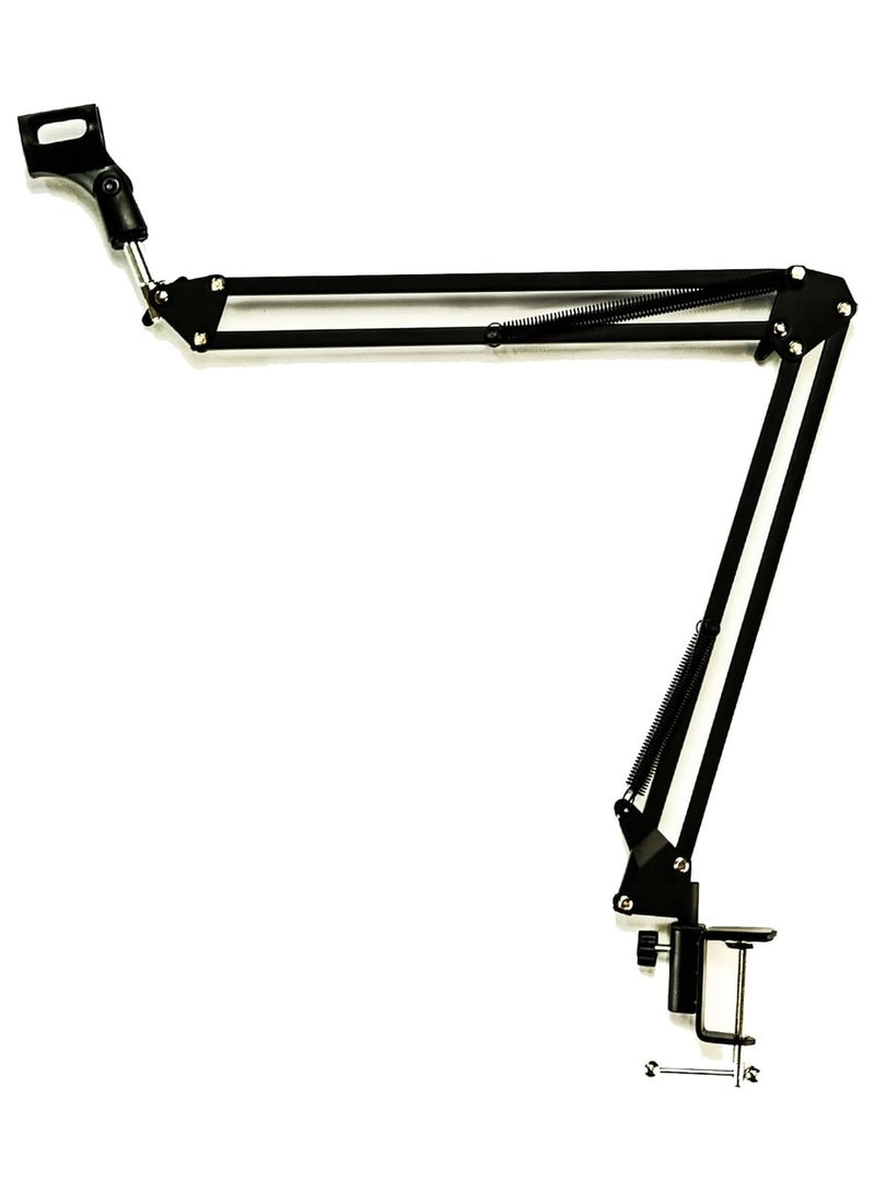 DUSALA Microphone Metal Suspension Boom Scissor Arm Stand Table Mounting Clamp with Mic Clip - Image 2