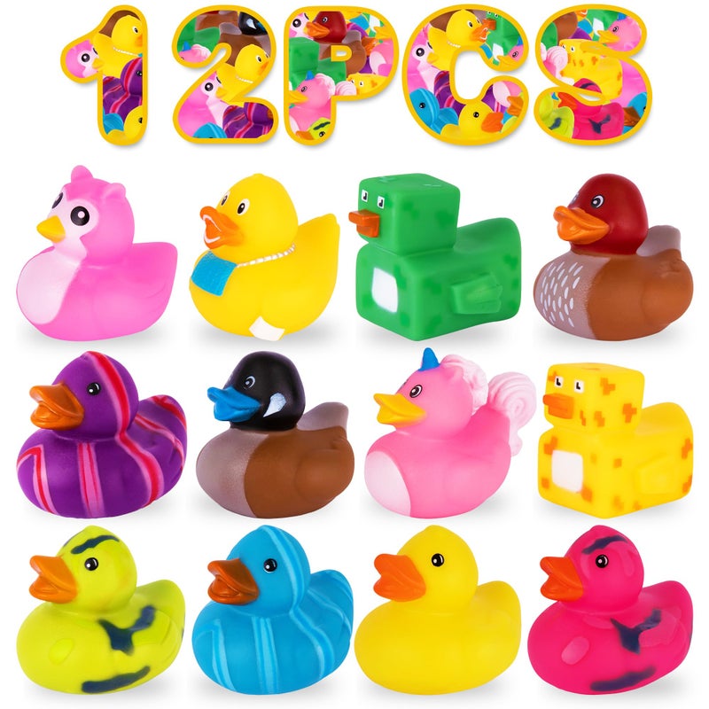 ArtCreativity Jeep Ducks - 12 Rubber Ducks for Jeep Ducking, Fun Rubber Duckies in Bulk for Jeeps, Bathtub Toys, Carnival Prizes & Birthday Party Favors for Kids, 12 Unique Designs - Image 1