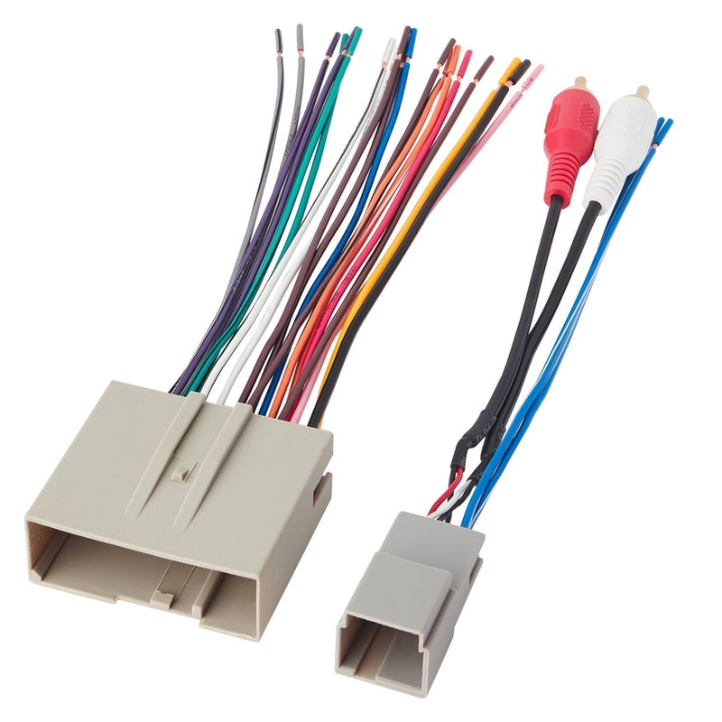 NuIth Car Radio Wiring Harness with RCA Plug Compatible with Selected 2003-2013 Ford/Lincoln/Mercury Vehicles, 24+8 Pin w/RCA Input Radio Wire Harness Adapter to Subwoofer Input Connector - Image 1