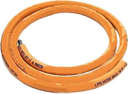 HANDU Handu Original 15 Meters Steel Wire Reinforced LPG Hose Orange with ISI Certified Pipe 