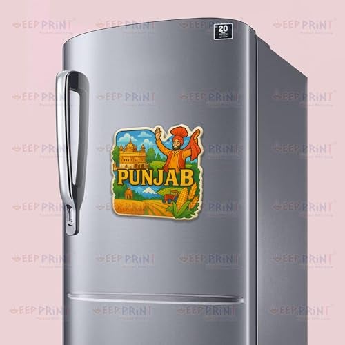 Deep Print Acrylic Fridge Magnet – Indian States Theme | 7.6x7.6 cm | Sparkle Finish | Decorative Souvenir Magnet for Fridge (Multiple State Variants) (Punjab) - Image 4