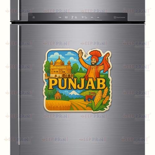 Deep Print Acrylic Fridge Magnet – Indian States Theme | 7.6x7.6 cm | Sparkle Finish | Decorative Souvenir Magnet for Fridge (Multiple State Variants) (Punjab) - Image 3