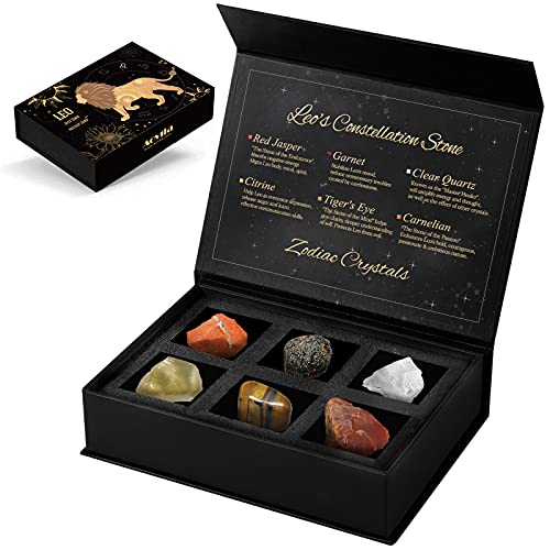 Aovila Leo Crystals Gift Set, Zodiac Signs Healing Crystals Birthstones with Horoscope Box Set Leo Astrology Crystals Healing Stones Gifts - Image 1