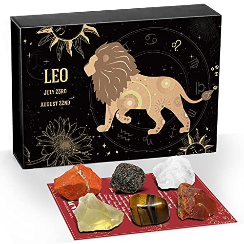 Aovila Leo Crystals Gift Set, Zodiac Signs Healing Crystals Birthstones with Horoscope Box Set Leo Astrology Crystals Healing Stones Gifts - Image 2
