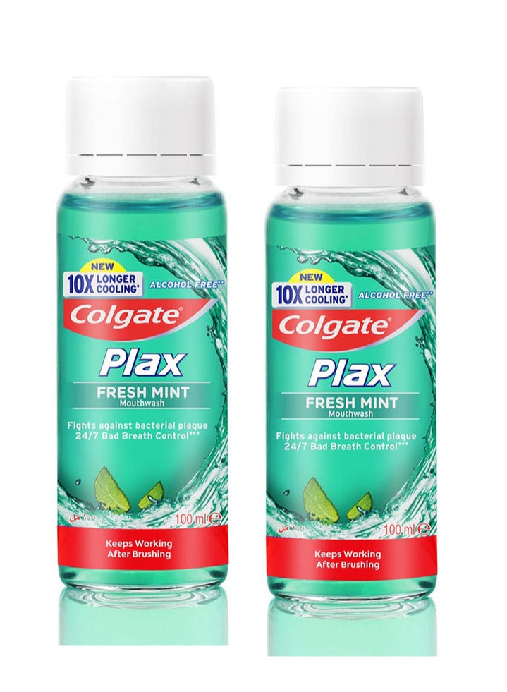 Colgate Pack Of 2 Colgate Plax Mouthwash Fresh Mint 100ml - Image 1