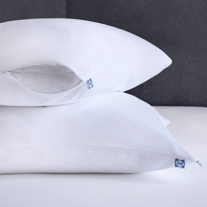 PERFORMANCE 100 COTTON BREATHABLE MOISTURE WICKING FABRIC MACHINE WASHABLE ZIPPERED PILLOW PROTECTOR KING SIZE 2 PACK WHITE