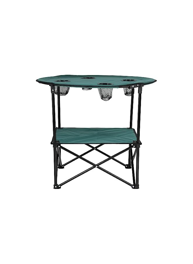 promass Round Camping Table-RF11673 Lightweight, Portable and Foldable,Folds Flat for Storage Iron Tube with Washable Cloth,Perfect Indoor and Outdoor Entertainment Package Includes a Carry Bag Blue - Image 5