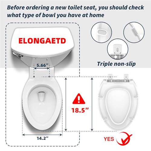 Ccbello ELONGATED toilet seat risers for seniors, Slow Close, Elevated toilet seat, Heavy Duty, Never Loosen, Raised toilet seat elongated bowl, White(18.5”) - Image 4