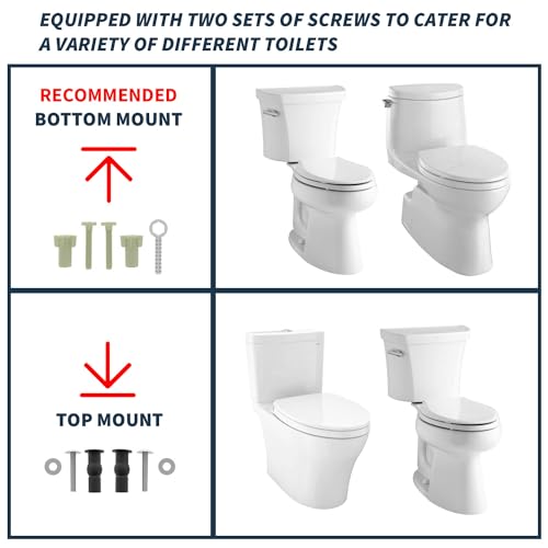 Ccbello ELONGATED toilet seat risers for seniors, Slow Close, Elevated toilet seat, Heavy Duty, Never Loosen, Raised toilet seat elongated bowl, White(18.5”) - Image 5